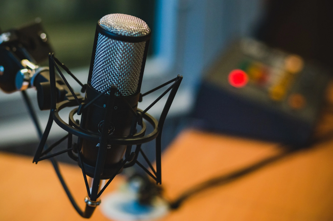 microphone in a sound studio